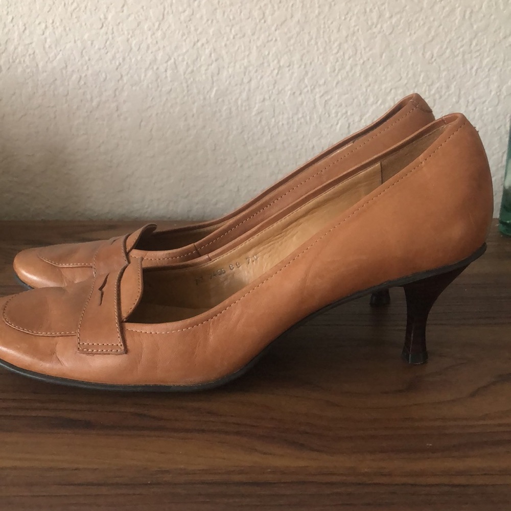 Cathy Jean Brazil Leather Light Brown Leather Heels size 7.5 - Picture 8 of 11
